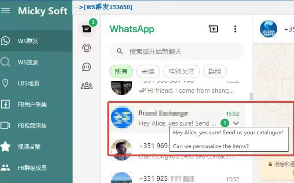 公海客户自动营销系统界面